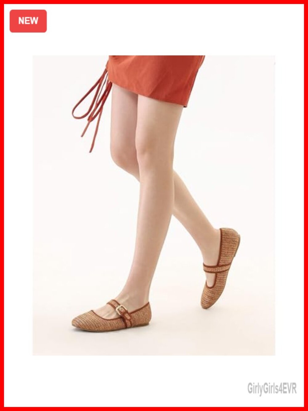 Woven Raffia Ballet Flats Round Toe Mary Jane Shoes with Buckle Strap - Picture 5 of 6